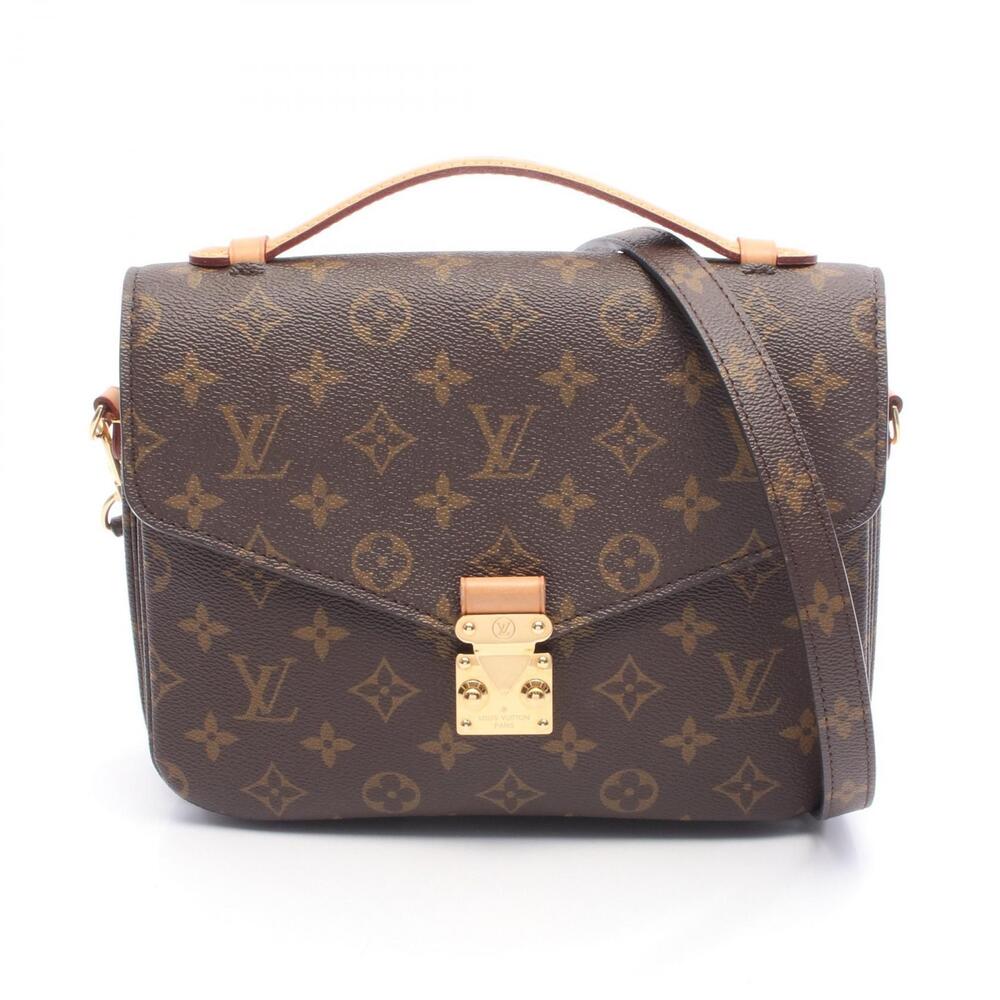 Louis Vuitton Pochette Metis Monogram Handbag Canvas Leather Brown